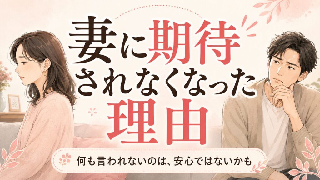 妻に期待されなくなった理由を表す夫婦の距離感と不安な表情のアイキャッチ画像