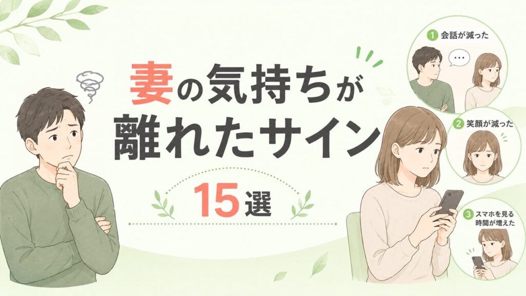 妻の気持ちが離れたサイン15選をシンプルに表した見出し画像